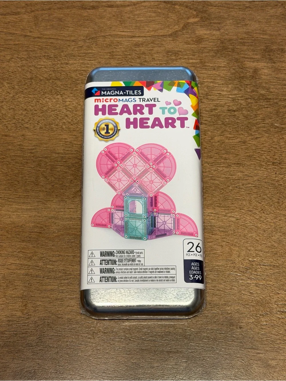 Magna-Tiles MicroMags Travel Heart to Heart - Pink Magnetic Tile Set